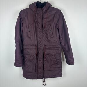 American Eagle Outfitters Womens Sherpa Lined Hooded Purple Parka Jacket XXS
